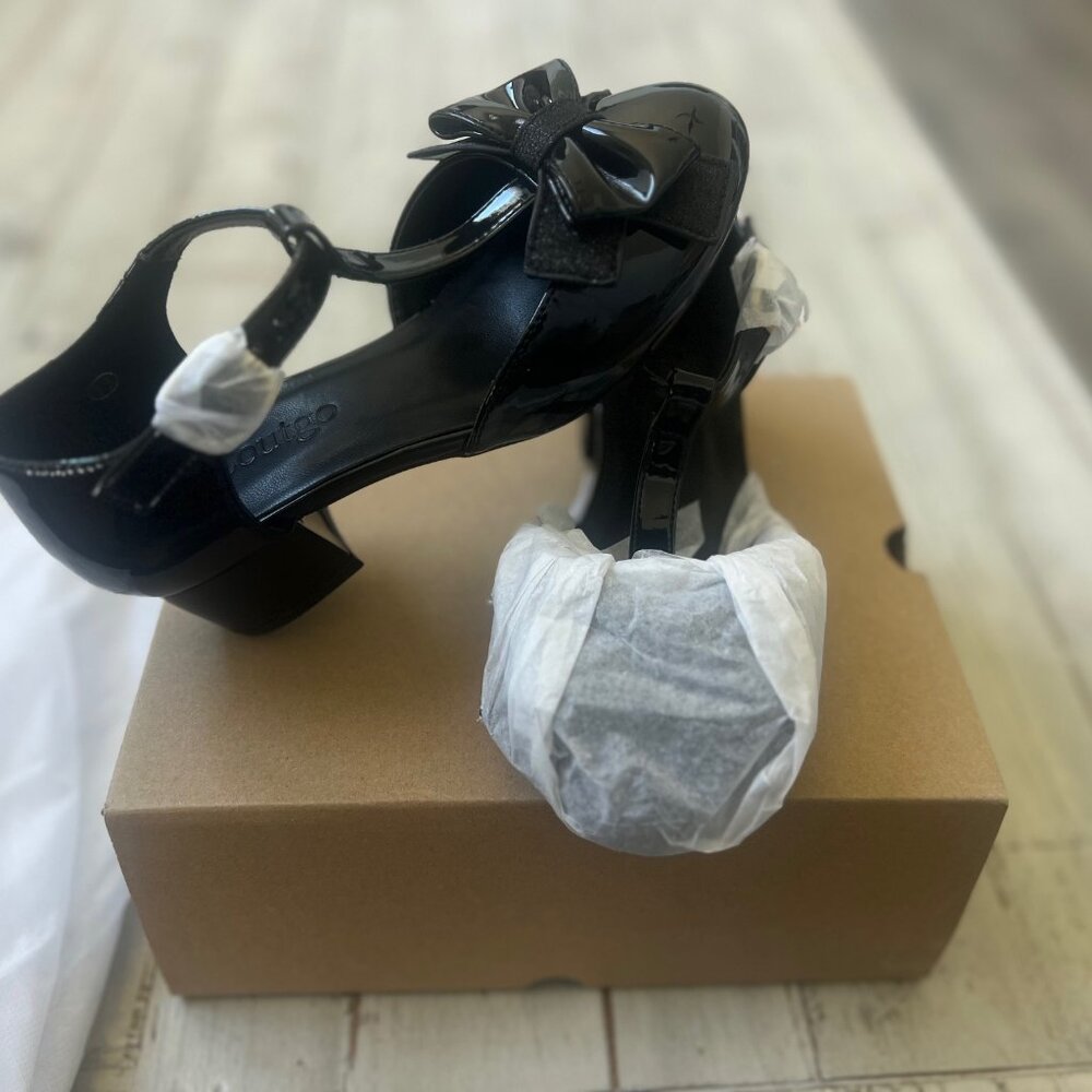 Coutgo Girl's Chunky Black Mary Jane Dress Shoes NIB